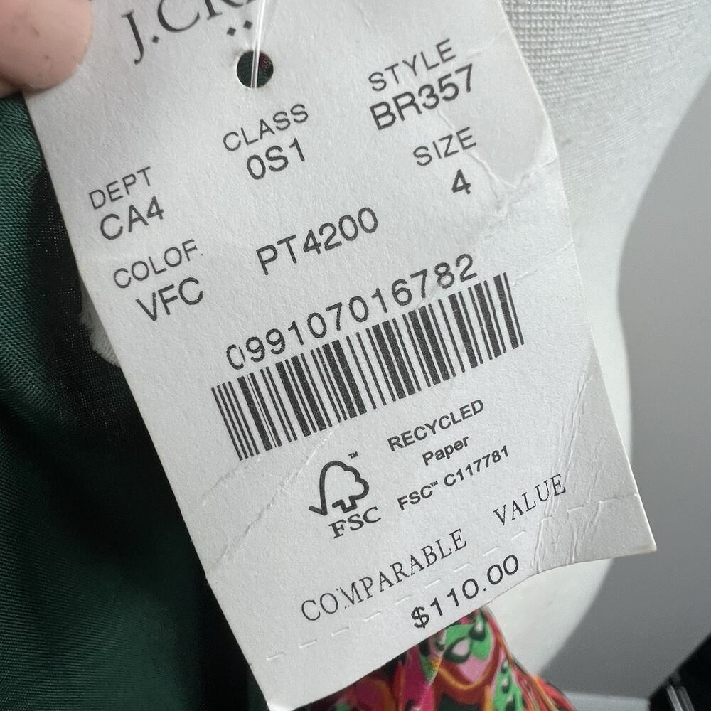 J Crew Green Orange Floral Ruffle V-neck Tiered Dress Size 4 - Picture 15 of 16